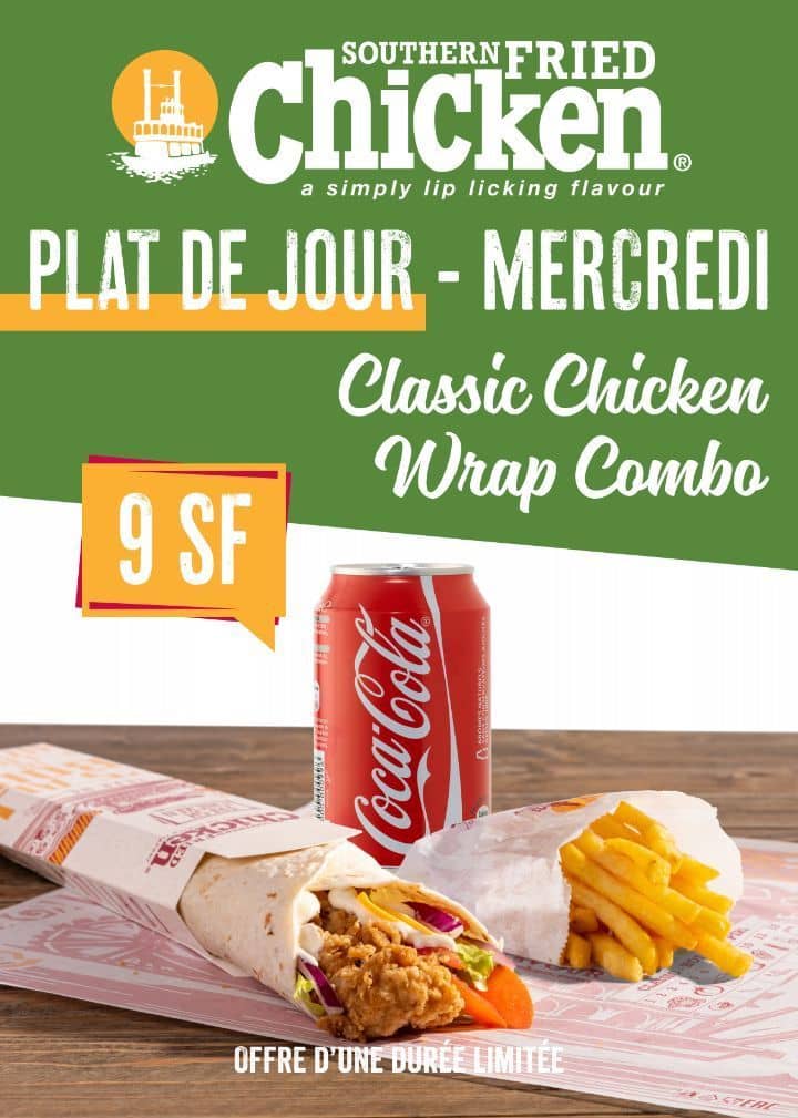 Mercredi:Classic Chicken wrap combo
